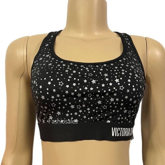 Victorias Secret The Player Unlined Racerback Sport Bra Medium Support black - Picture 2 of 4